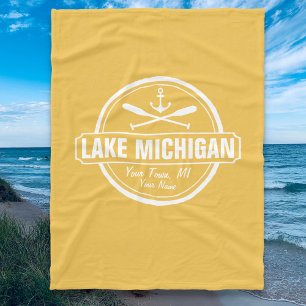 Manta Polar Lago Michigan, ciudad personalizado, nombre, ancla
