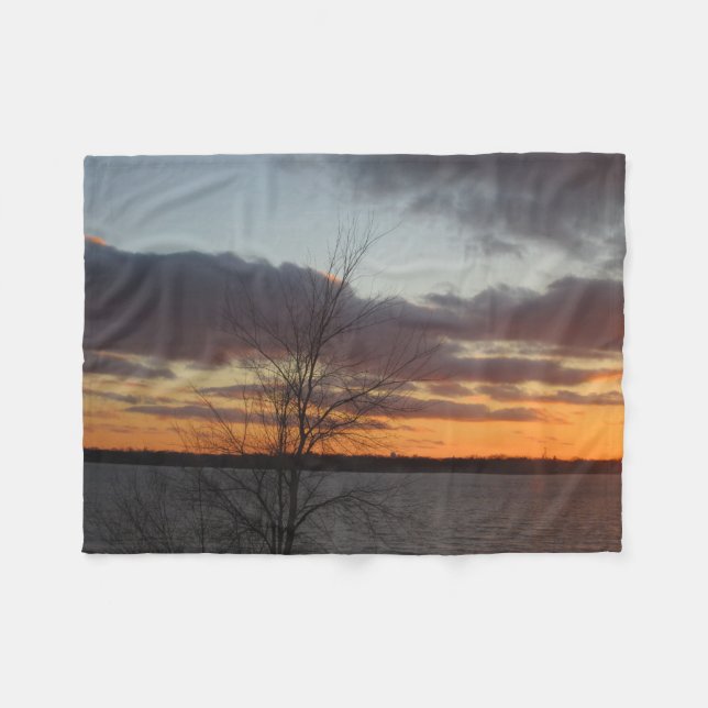 Manta Polar Lake Sunset Fleece Blanket (Frente (Horizontal))