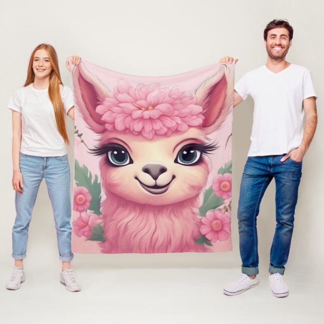Manta Polar Lama, bebé sonriente rosa (In situ)