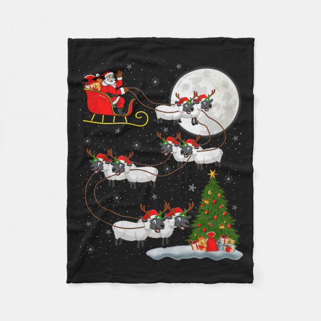 Manta Polar Lambs Sheep Santa Sleigh Flying Funny Magical Chri (Anverso)