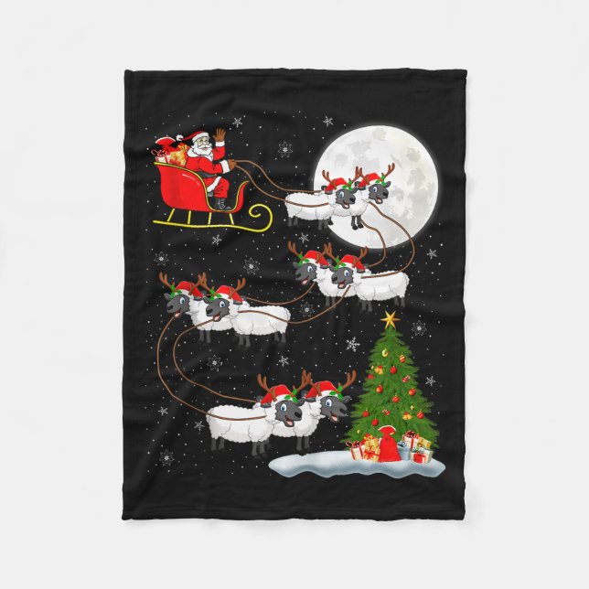 Manta Polar Lambs Sheep Santa Sleigh Flying Funny Magical Chri (Anverso)