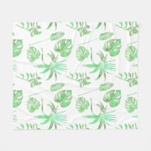 Manta Polar Lámina de hojas de color trópico verde claro Blank