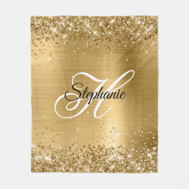 Manta Polar Laminado Dorado Brillante Monograma Elegante