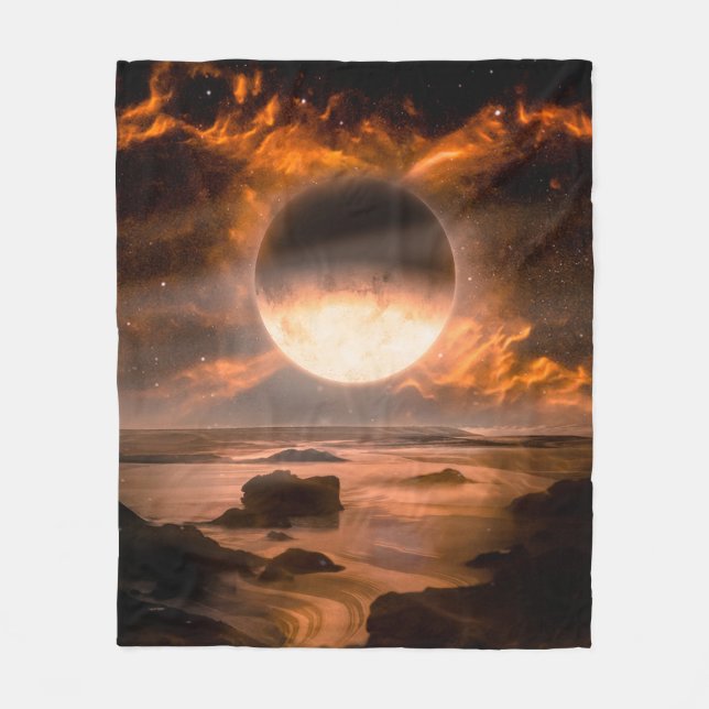 Manta Polar Landscape in fantasy alien planet with flaming moo (Anverso)