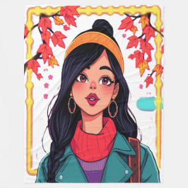 Manta Polar Large Autumn Girl Fleece Blanket – Cozy Oversized 
