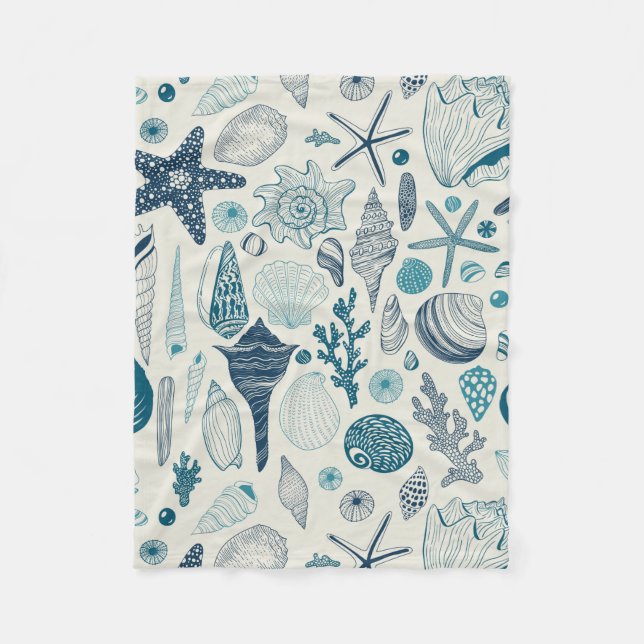 Manta Polar Las conchas de mar sobre blanco roto (Anverso)