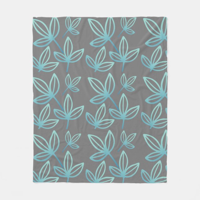 Manta Polar Las elegantes y modernas hojas turquesa (Anverso)