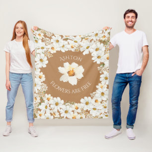 Manta Polar Las flores daisy florales personalizadas son gratu