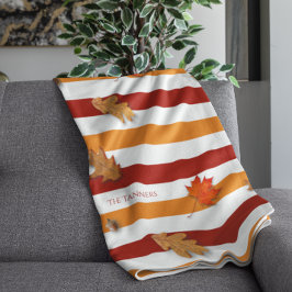 Manta Polar Las hojas de otoño caen a rayas personalizadas