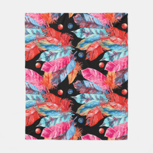 Manta Polar Las plumas coloridas, boho, sin costuras, vibrante