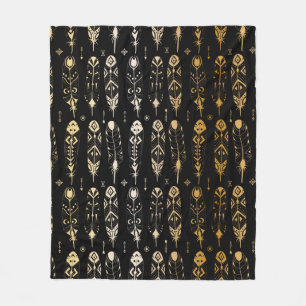 Manta Polar Las plumas de oro texturadas al estilo tribal. Sin