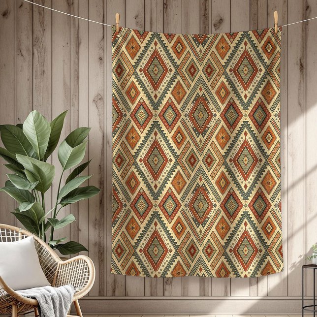 Manta Polar Las plumas tribales vibratorias tradicionales étni (Traditional Ethnic vibrant Tribal feathers brown Fleece Blanket)
