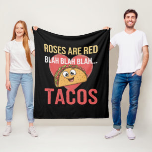 Manta Polar Las Rosas Son Rojas Blah Tacos Día de San Valentín