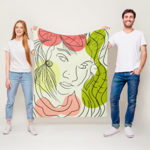 Manta Polar Latina Woman Art Shapes Floral