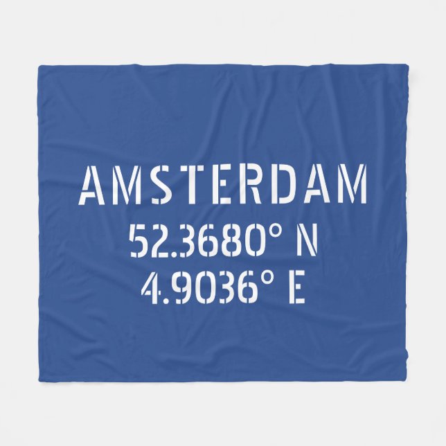 Manta Polar Latitud Longitud de Amsterdam Azul (Frente (Horizontal))