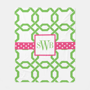 Manta Polar Lattice & Grosgrain Monogramed Fleece Blanket