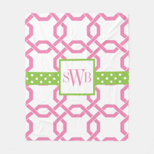 Manta Polar Lattice & Grosgrain Monogramed Fleece Blanket