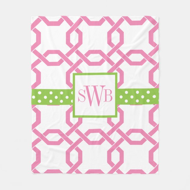 Manta Polar Lattice & Grosgrain Monogramed Fleece Blanket (Anverso)