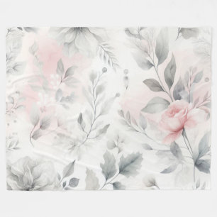Manta Polar Lavado suave de flores rosadas