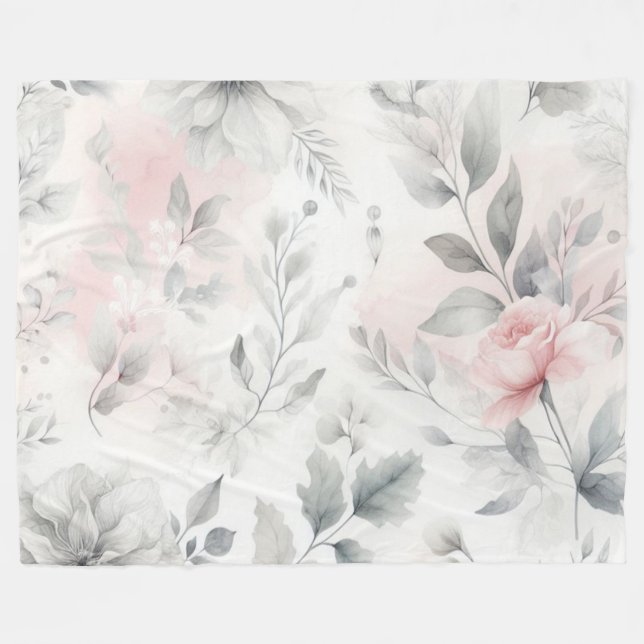 Manta Polar Lavado suave de flores rosadas (Frente (Horizontal))
