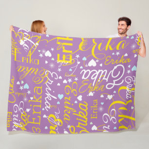 Manta Polar Lavanda / Corazón romántico amarillo Girly