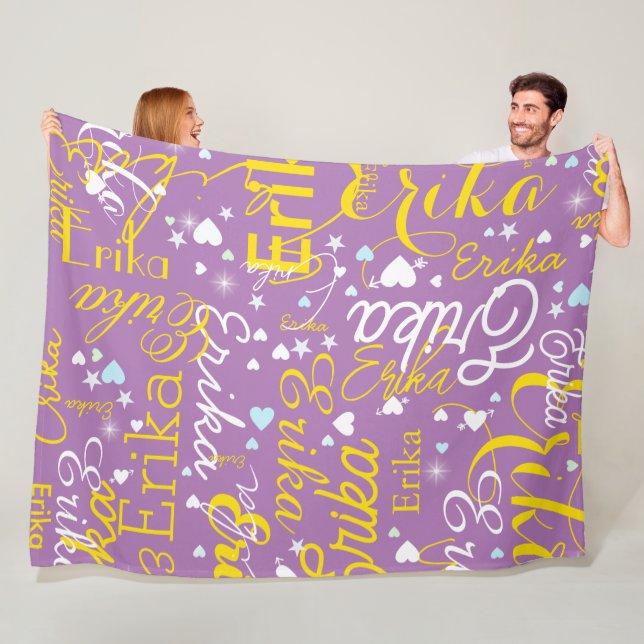 Manta Polar Lavanda / Corazón romántico amarillo Girly (In situ)