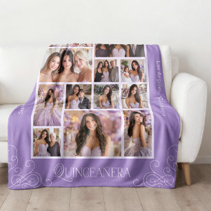 Manta Polar Lavanda grande 14 Photo Keepsake Quinceañera