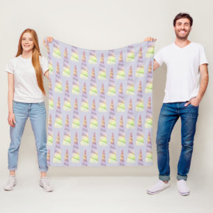 Manta Polar Lavanda morada dorada Lime Unicorn