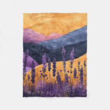Lavendel vor Berglandschaft- lila und gold