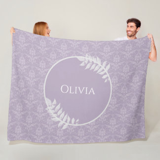 Manta Polar Lavender elegante Damask personalizado