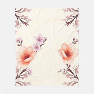 Manta Polar Lavender Peach Blossoms Art Deco