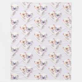 Manta Polar Lavender Pink Floral Heart Butterflies Birthday