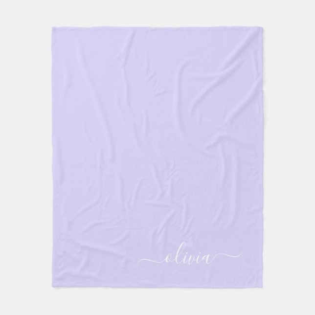 Manta Polar Lavender Purple Girly Script Monograma Nombre mode (Anverso)