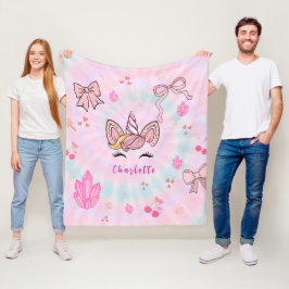 Manta Polar Lazo Coquette de Unicornio Tie Dye