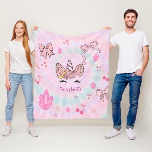 Manta Polar Lazo Coquette de Unicornio Tie Dye