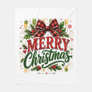 Manta Polar Lazo de Cuadros Navideños