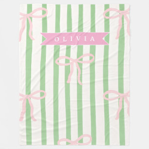 Manta Polar Lazo de Raya Verde Coquette Femenino Personalizado