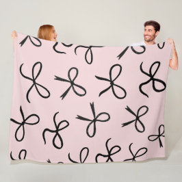 Manta Polar Lazos Negros Pequeños Lindos De Moda Rosados