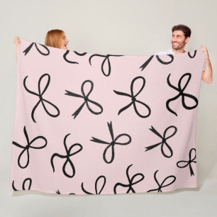 Manta Polar Lazos Negros Pequeños Lindos De Moda Rosados