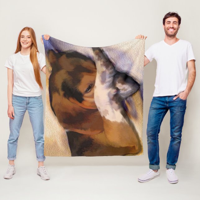 Manta Polar Lazy Beagle Fleece Blanket (In situ)