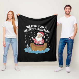 Manta Polar Le pescamos una feliz Navidad pescador pescando
