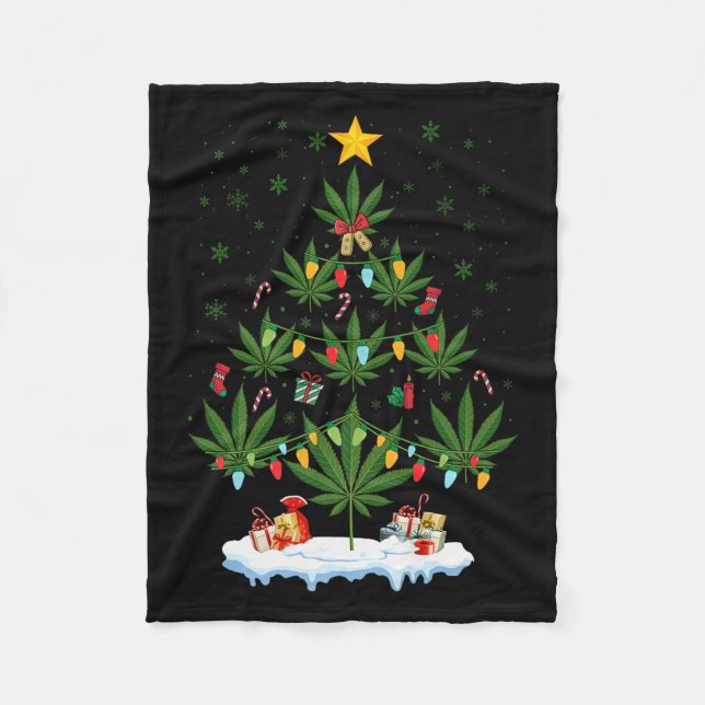 Manta Polar Leaf Christmas Tree Weed Stoner Xmas Premium  (Anverso)