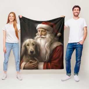 Manta Polar Lebrel afgano con Navidad festiva de Santa Claus