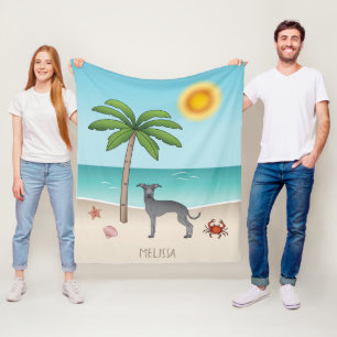 Manta Polar Lebrel Italiano Azul en la Playa Tropical de Veran