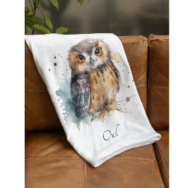 Manta Polar Lechuza acuarela, personalizado