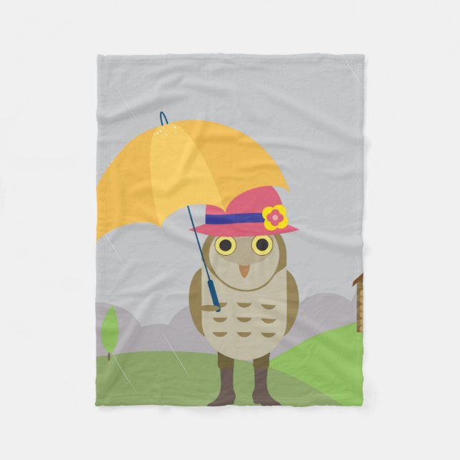 Manta Polar Lechuza con paraguas (Anverso)