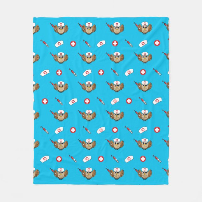 Manta Polar Lechuza de enfermera con Personalizado de jeringas (Anverso)