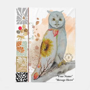 Manta Polar Lechuza Floral Bebé