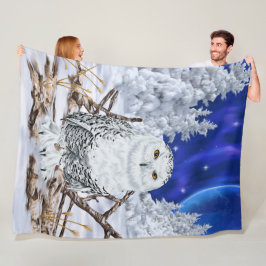 Manta Polar Lechuza nevada en cielo azul oscuro de nieve