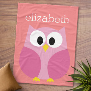Manta Polar Lechuza Personalizado en rosa y coral